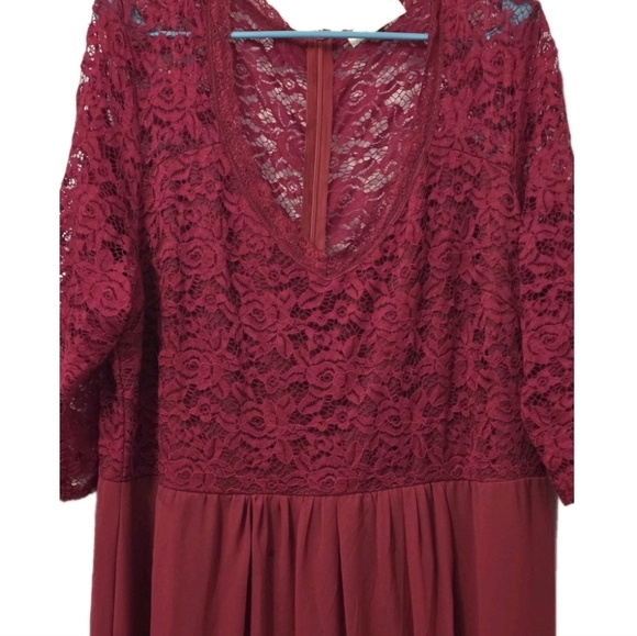 Nemidor Burgundy Lace Maxi  Bridesmaid Formal Gown Holiday Size 20 - Picture 3 of 15